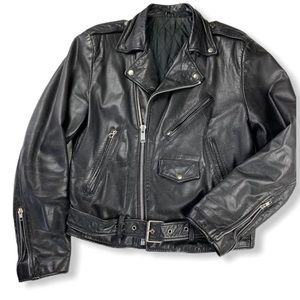 Vintage MOTORCYCLE JACKET Black Leather bomber
